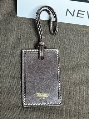 Coach Brown 3” Leather Luggage Tag NWOT